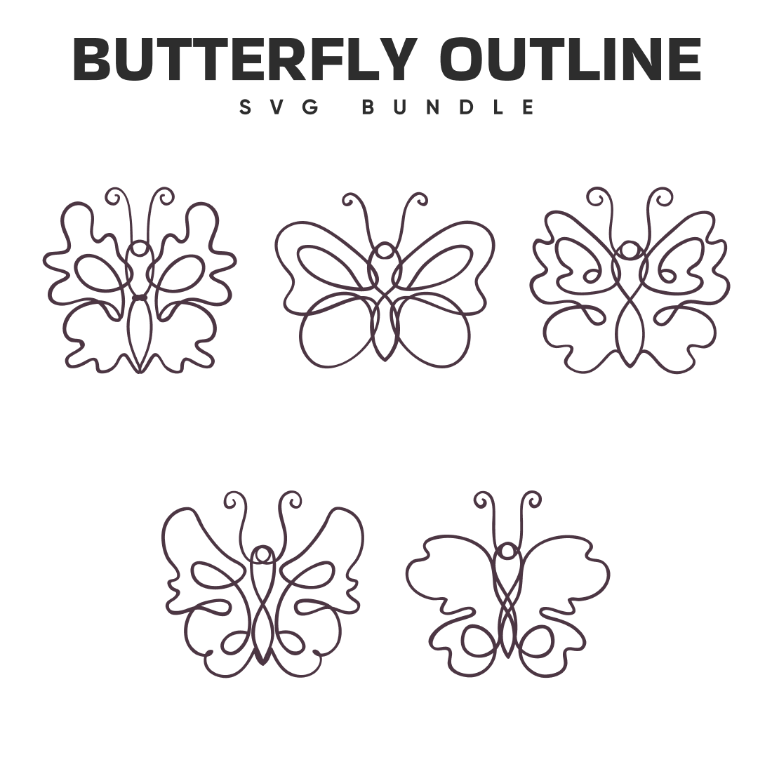 Set of four butterfly outlines.