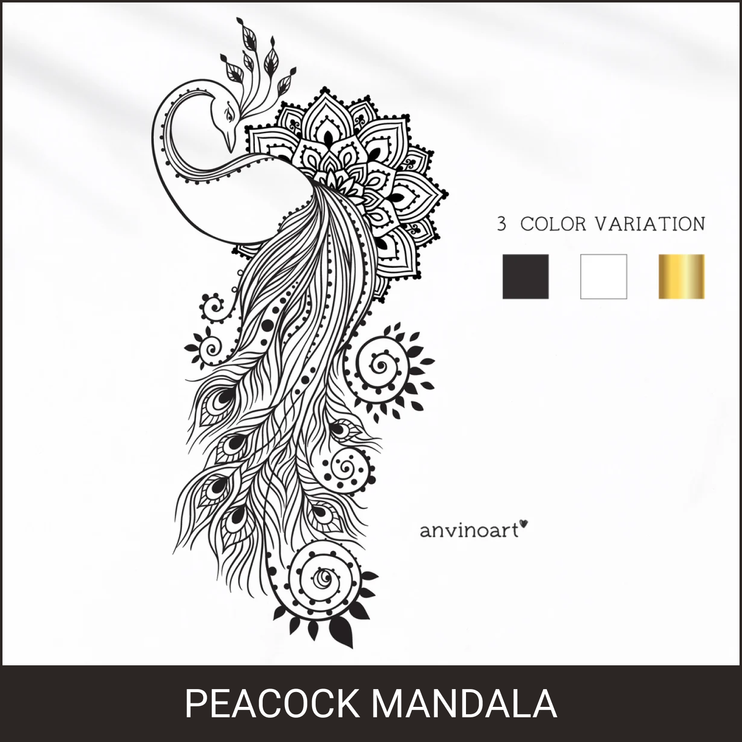 Peacock mandala on the white background.