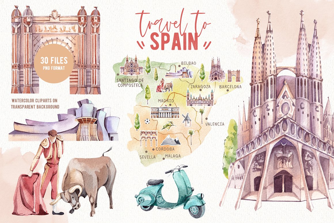 The title of the package is on the theme of Spain.