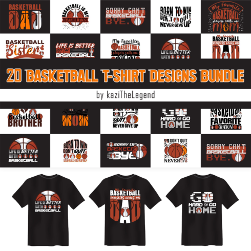 Prints of basketball t shirt designs bundle.