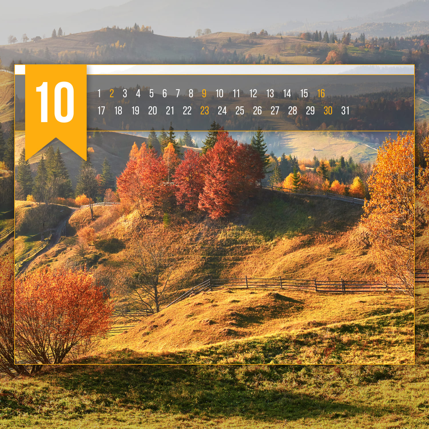 Free Editable Calendar October image cover.