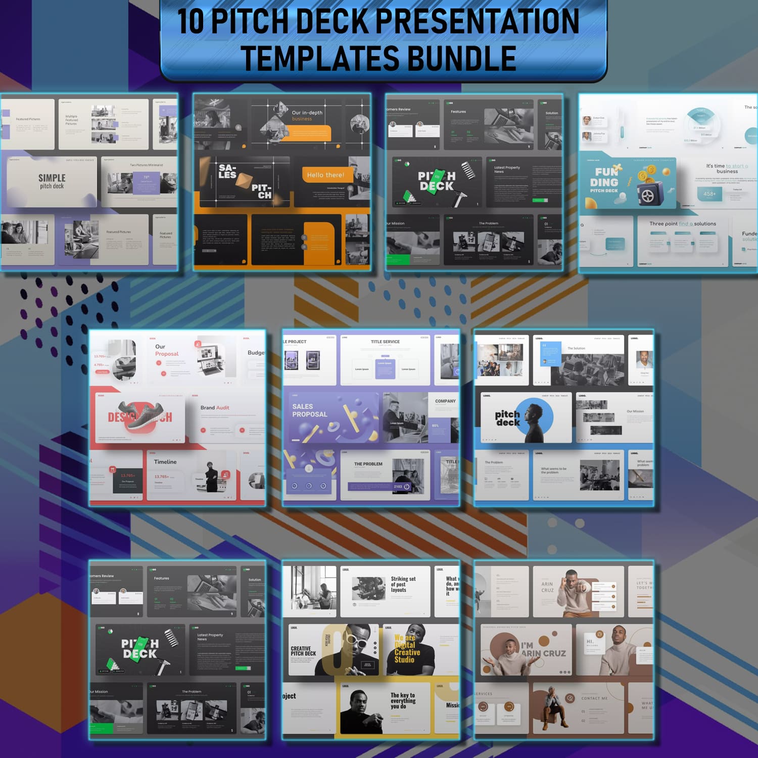 Pitch Deck Powerpoint Templates Bundle cover image.