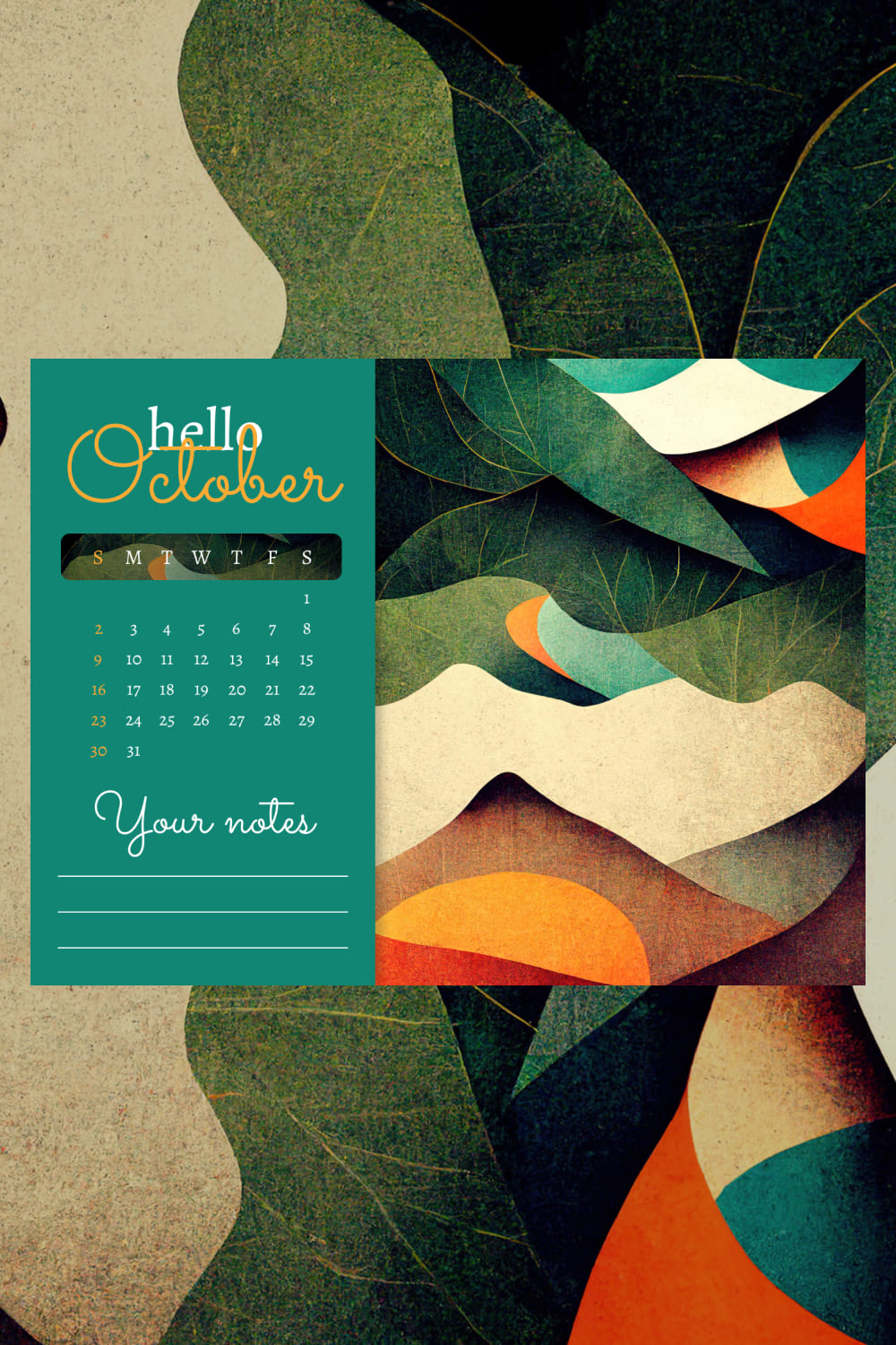 Free Calendar October Abstract Pinterest.