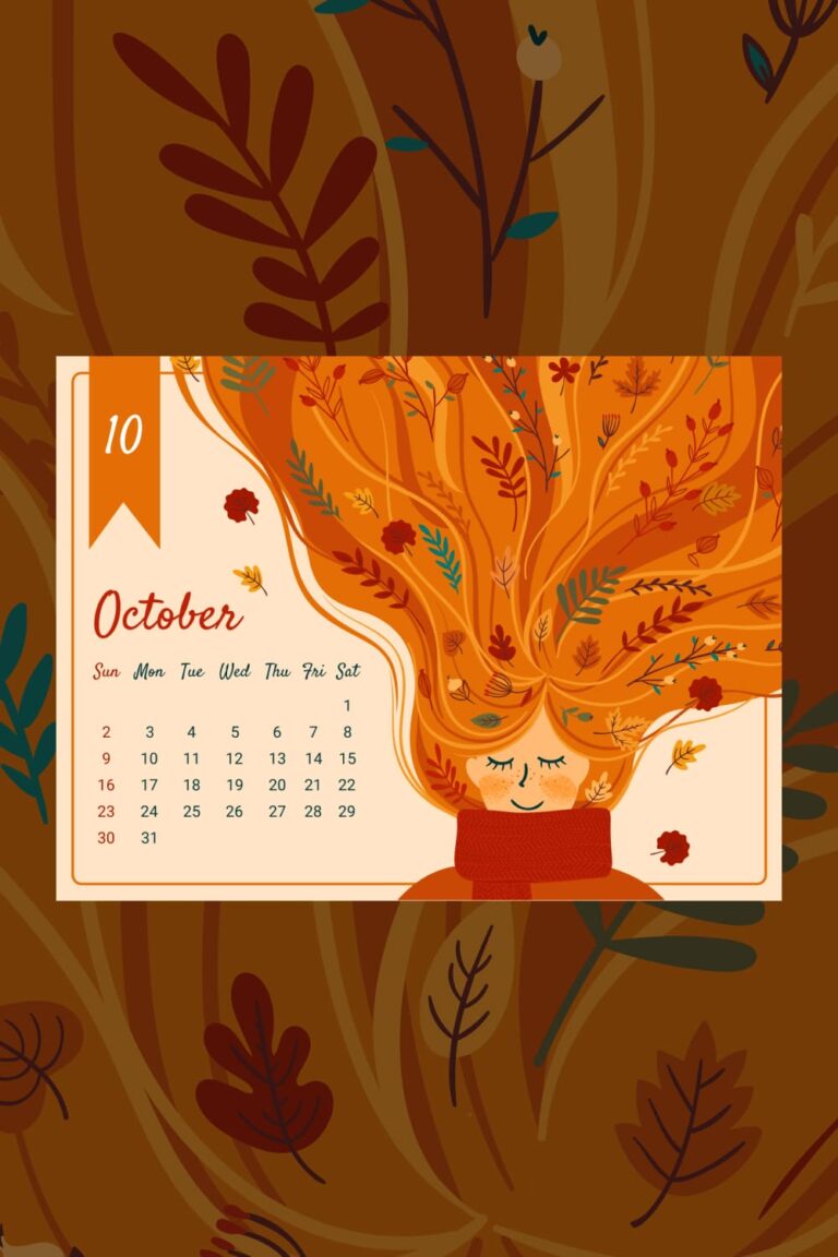 Free Cute October Calendar MasterBundles