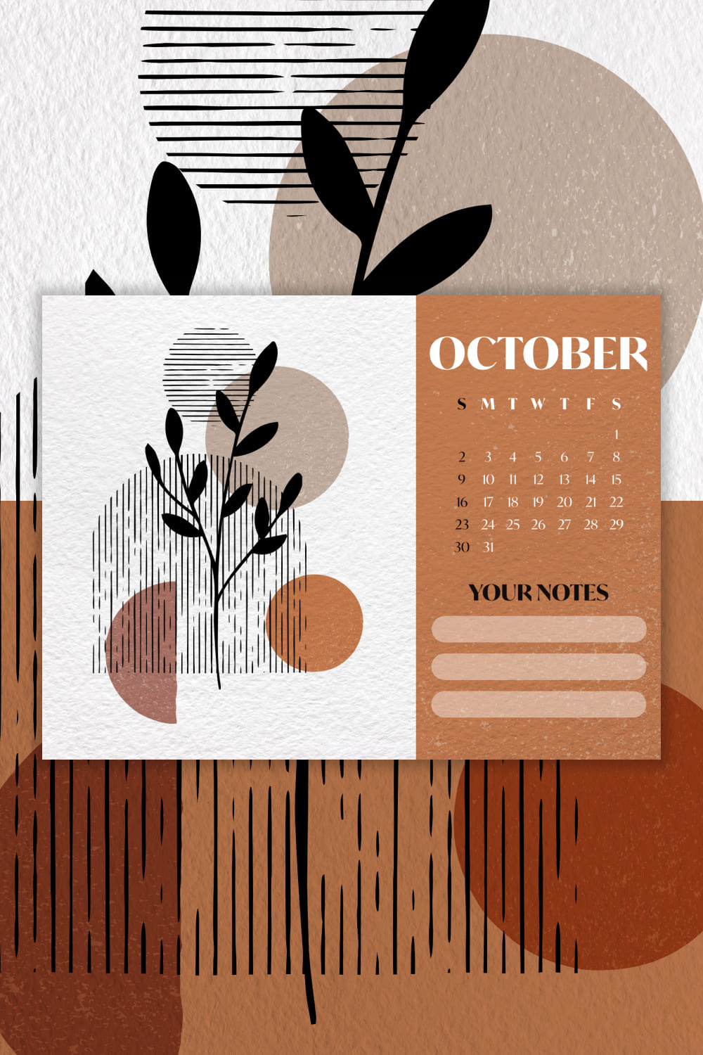 Free Calendar October Pinterest image.