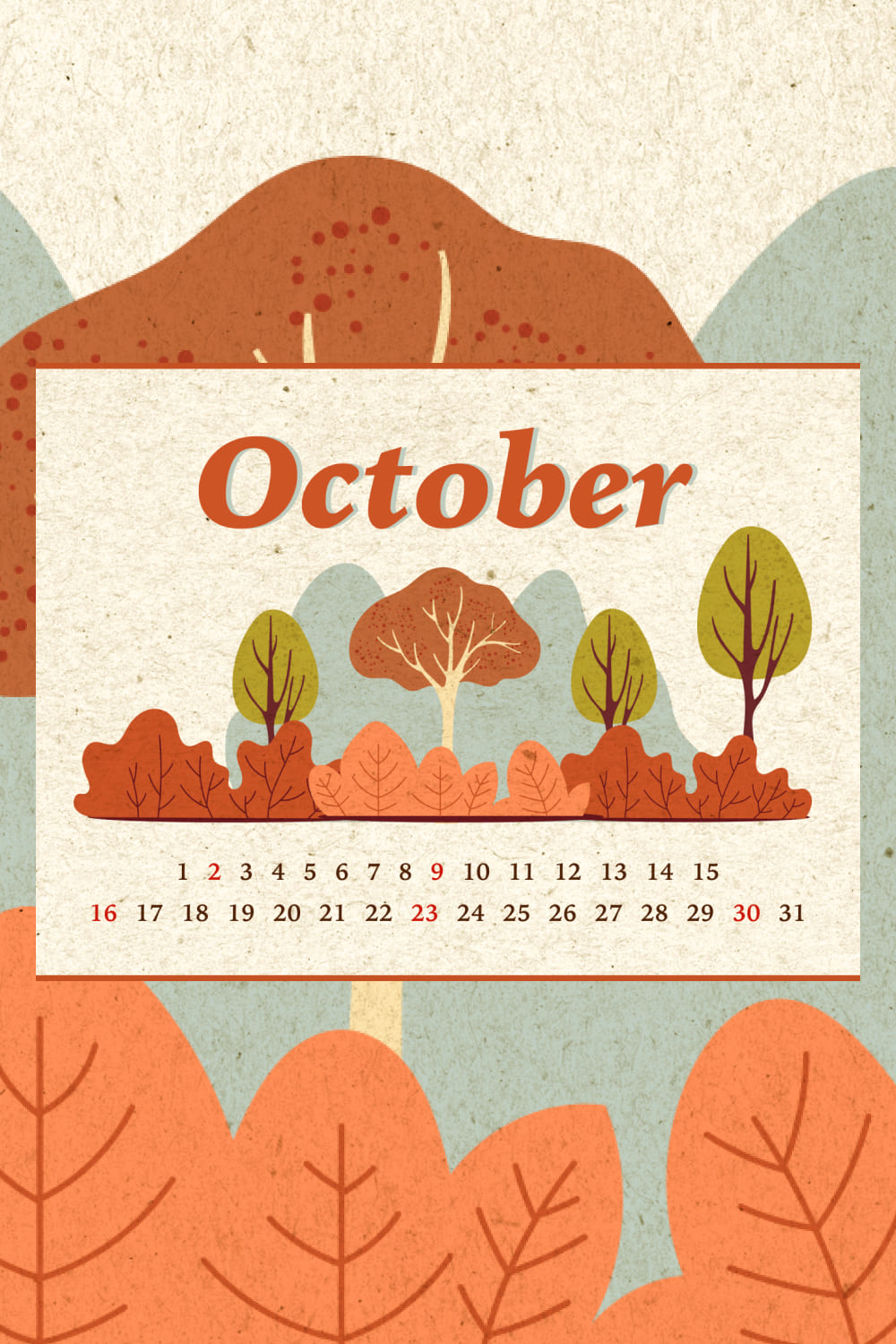Free October Calendar Brown Pinterest.