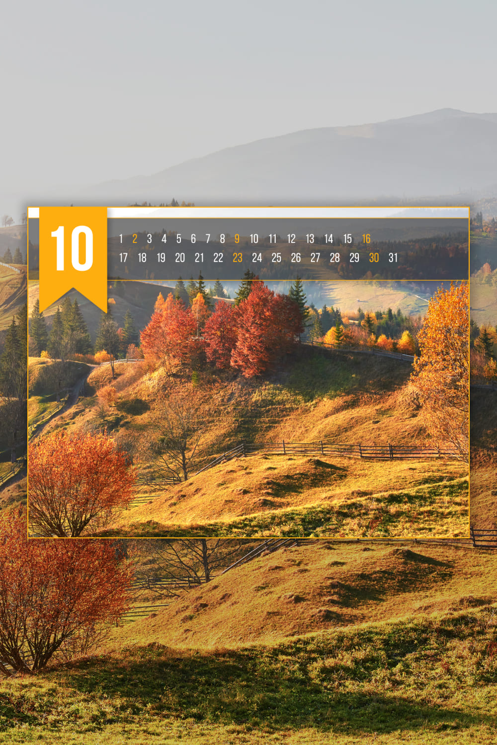 Free Editable Calendar October Pinterest image.