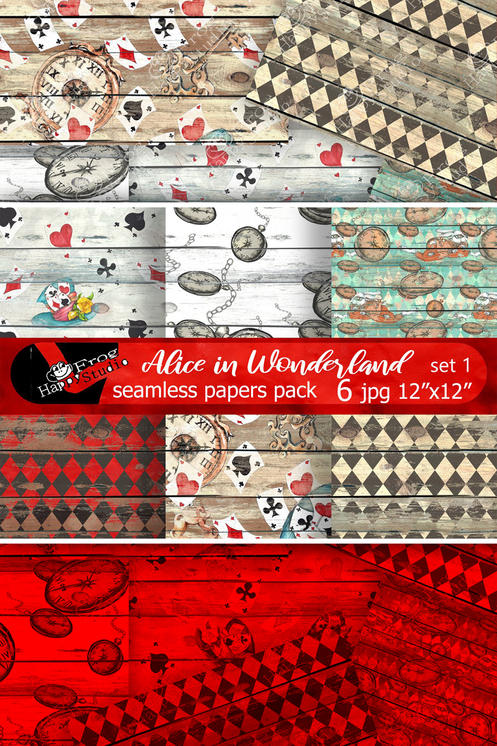 Alice in wonderland seamless papers pack of pinterest.