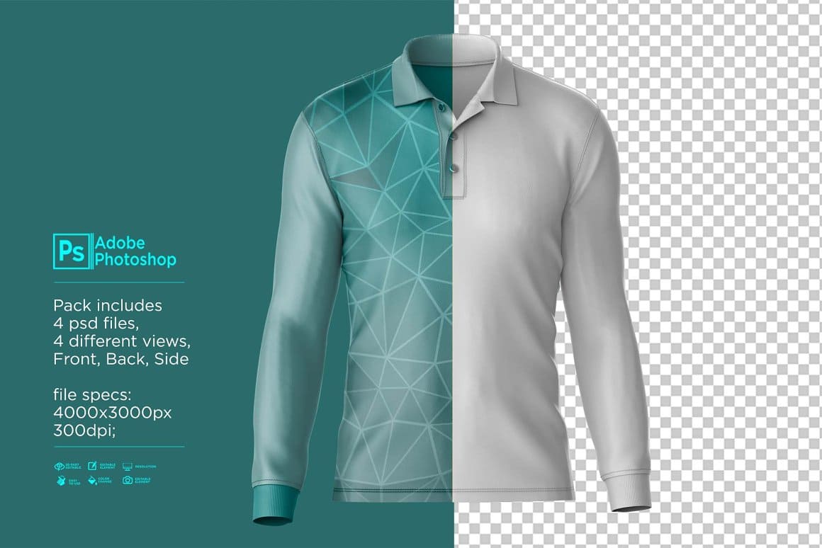 Mockup of polo shirts in which everything can be changed.