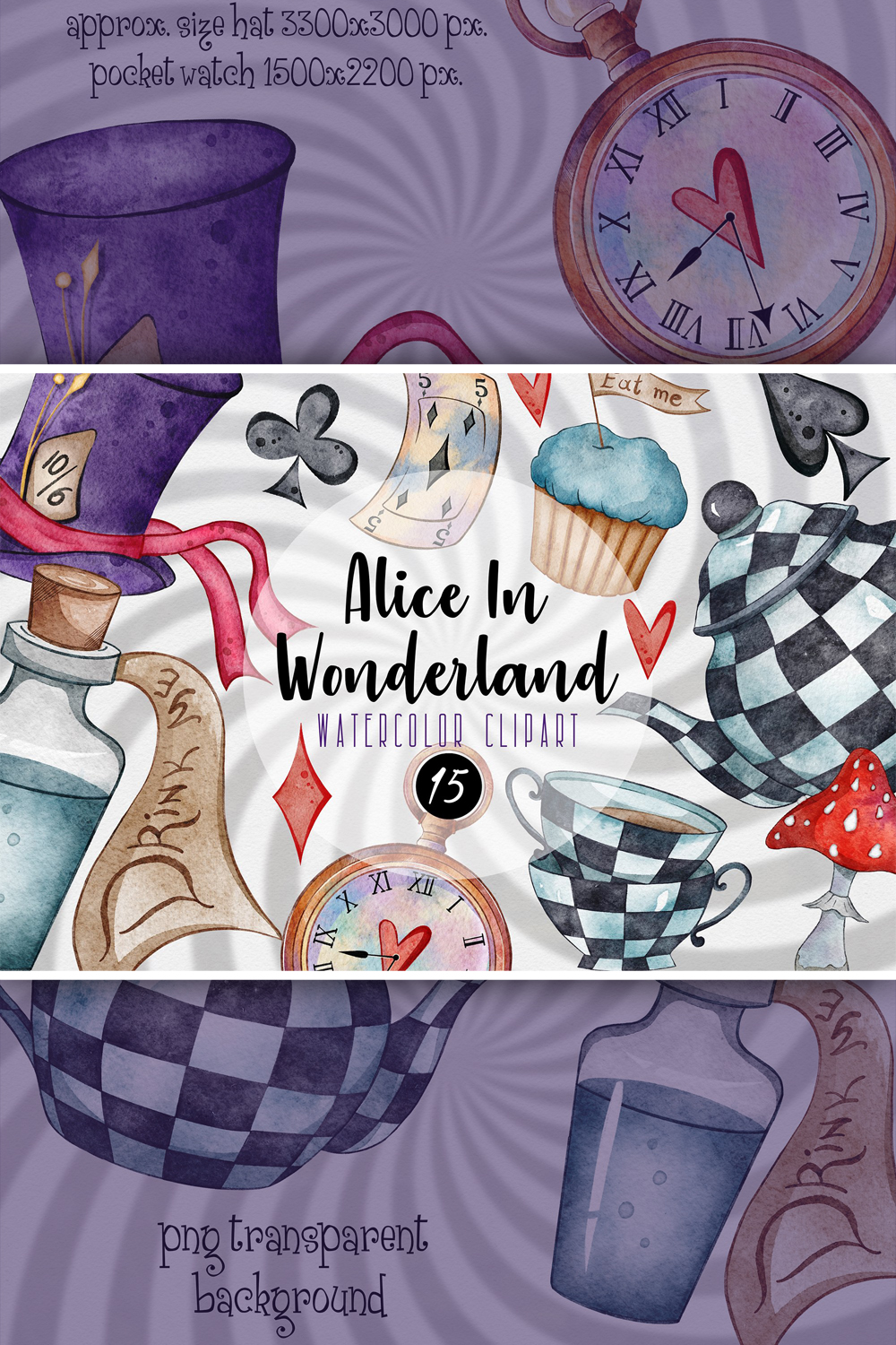 Alice In Wonderland Watercolor Clipart, Tea Party PNG – MasterBundles