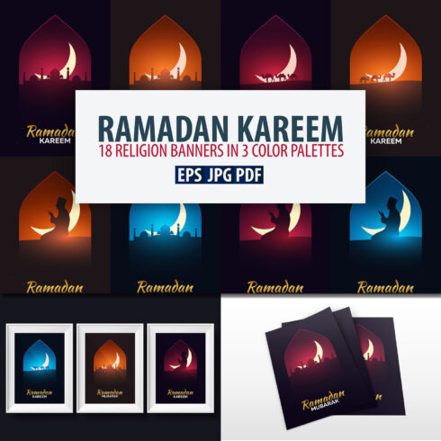 Prints of ramadan kareem banners set.