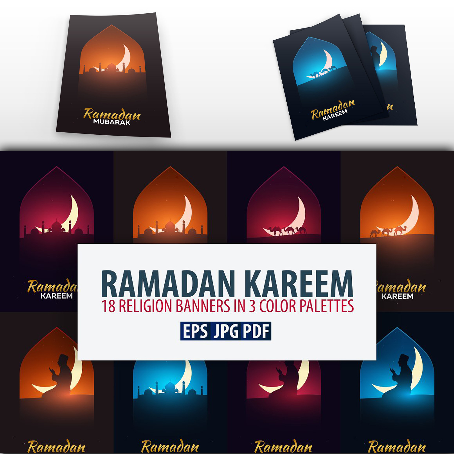 Preview ramadan kareem banners set.