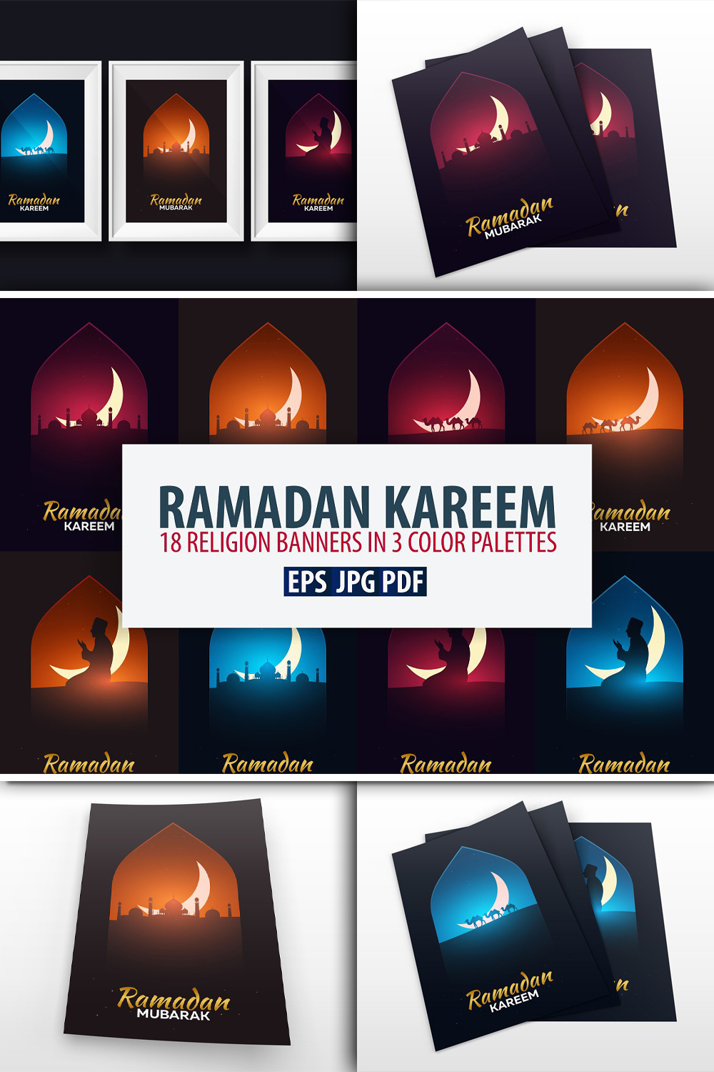 Ramadan kareem banners set of pinterest.