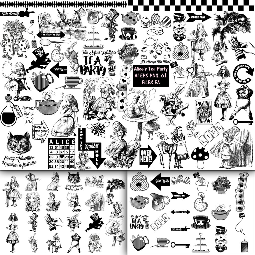 Alice In Wonderland Tea Party AI EPS PNG MasterBundles