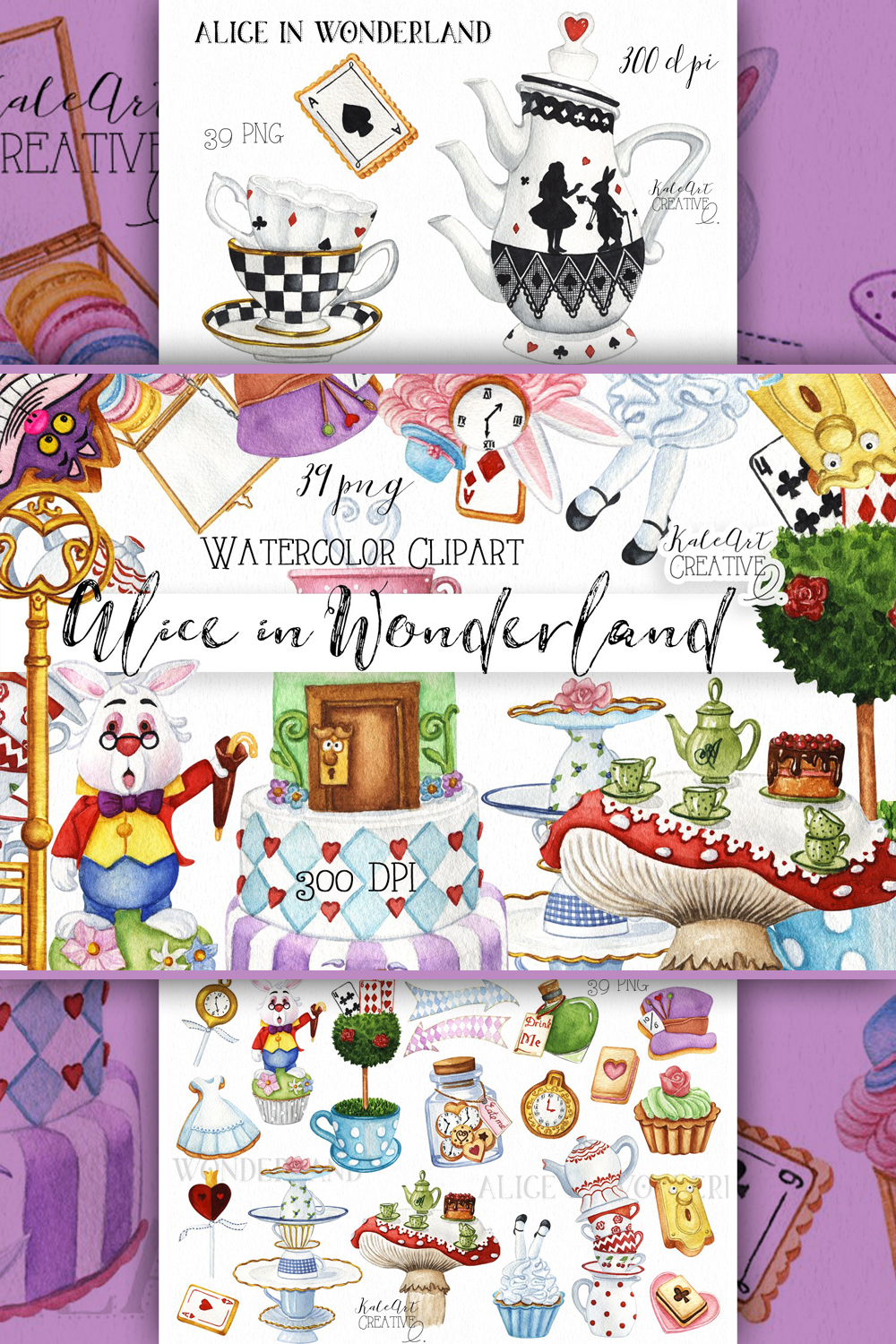 Alice in wonderland sweets watercolor clipart of pinterest.