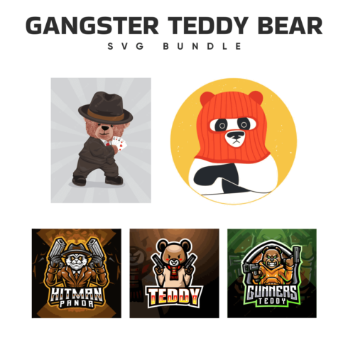 Gangster Teddy Bear SVG.