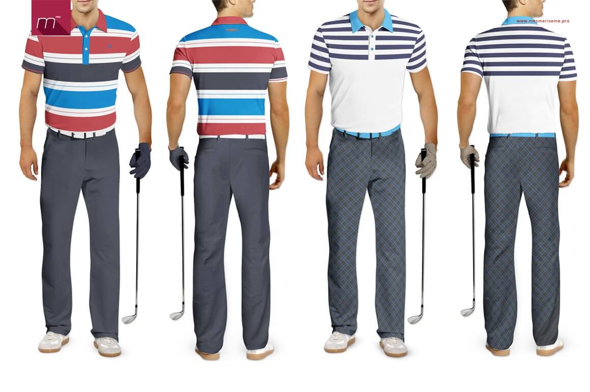 Striped golfers uniform.
