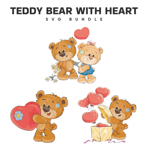 Teddy bear with heart svg bundle.