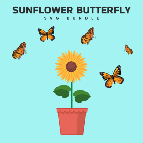 Sunflower butterfly SVG Bundle.