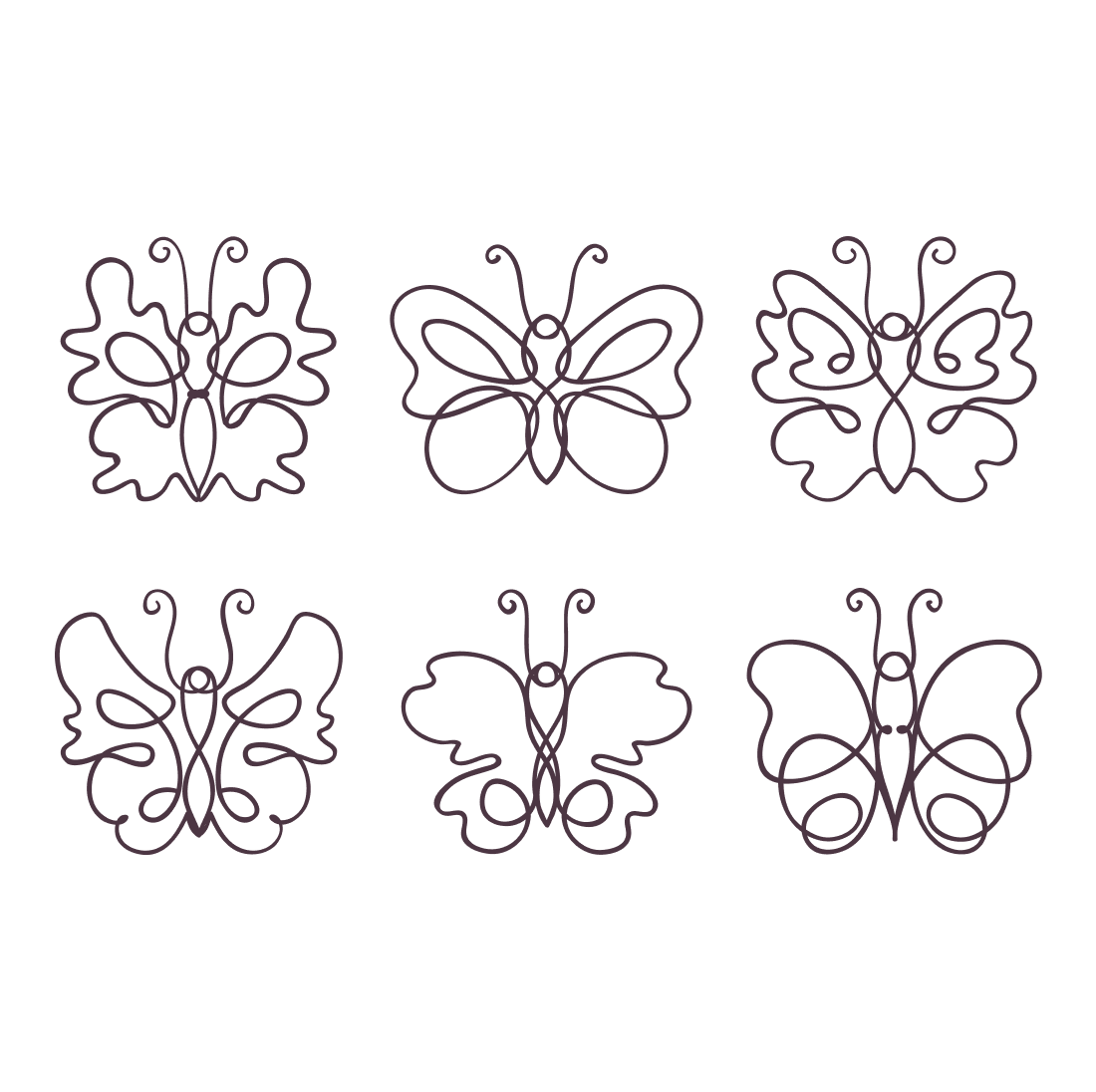Set of four butterfly designs on a white background.