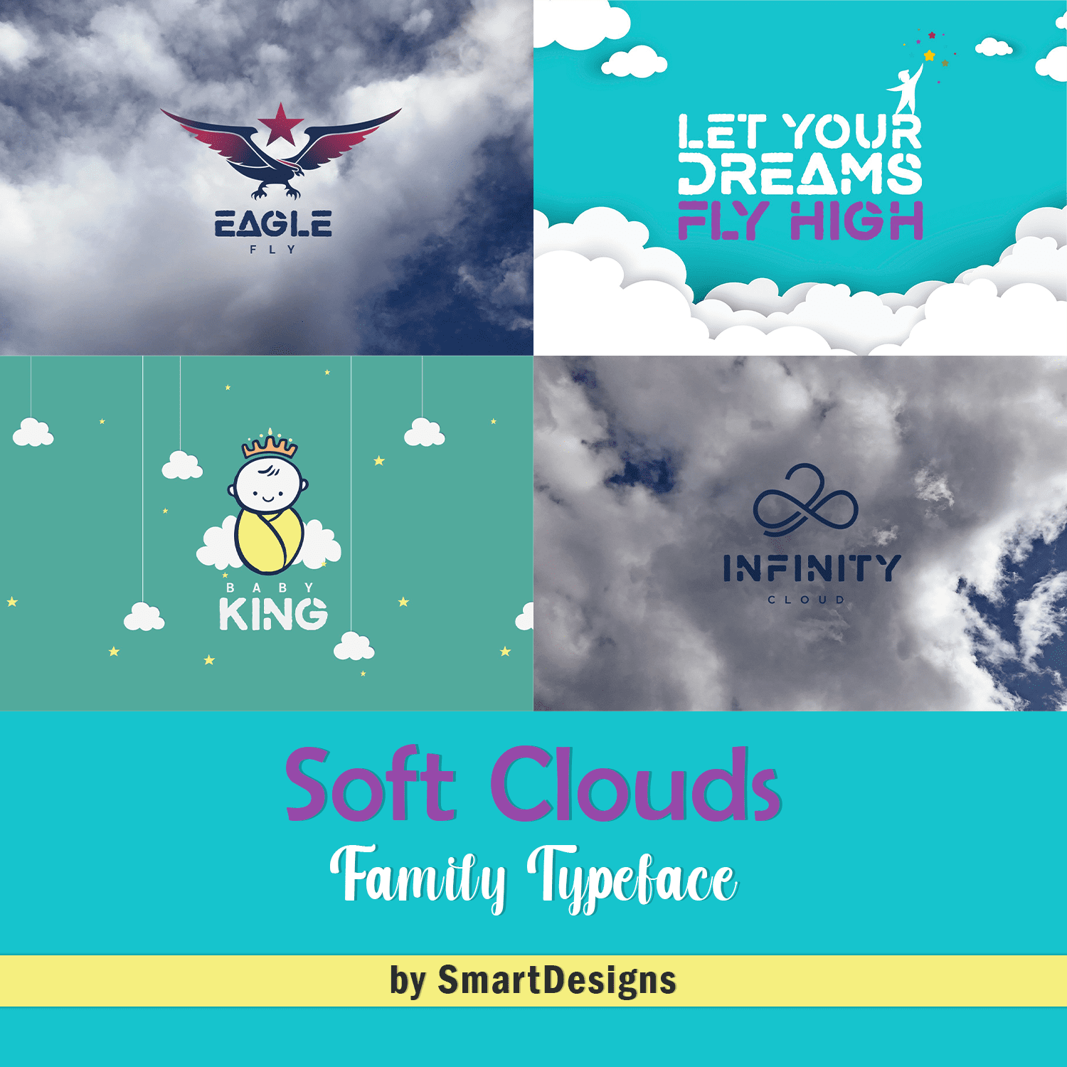 Preview soft clouds family typeface.