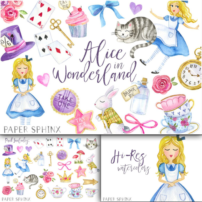 Alice In Wonderland Clipart Set – MasterBundles