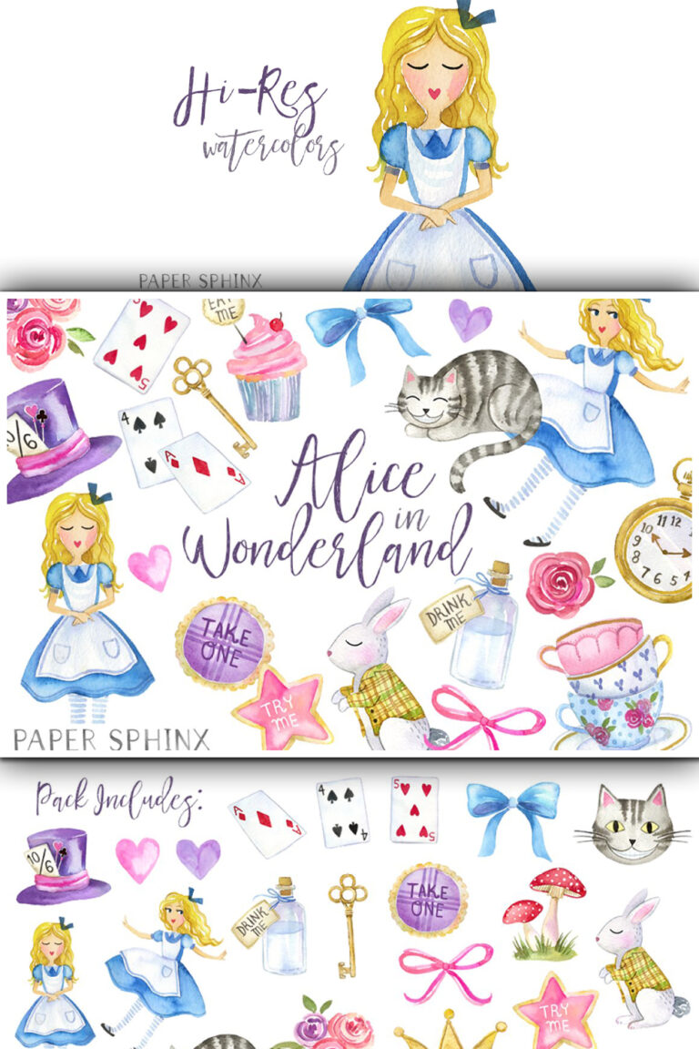 Alice In Wonderland Clipart Set – MasterBundles