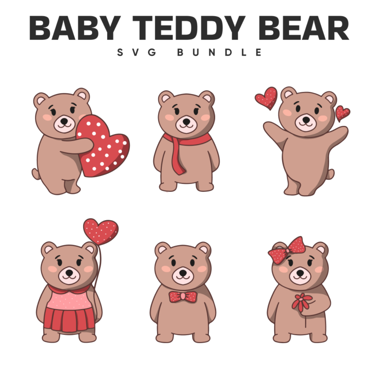 8 Baby Teddy Bear SVG Files MasterBundles