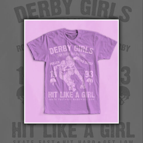 Prints of roller derby girls t shirt design.