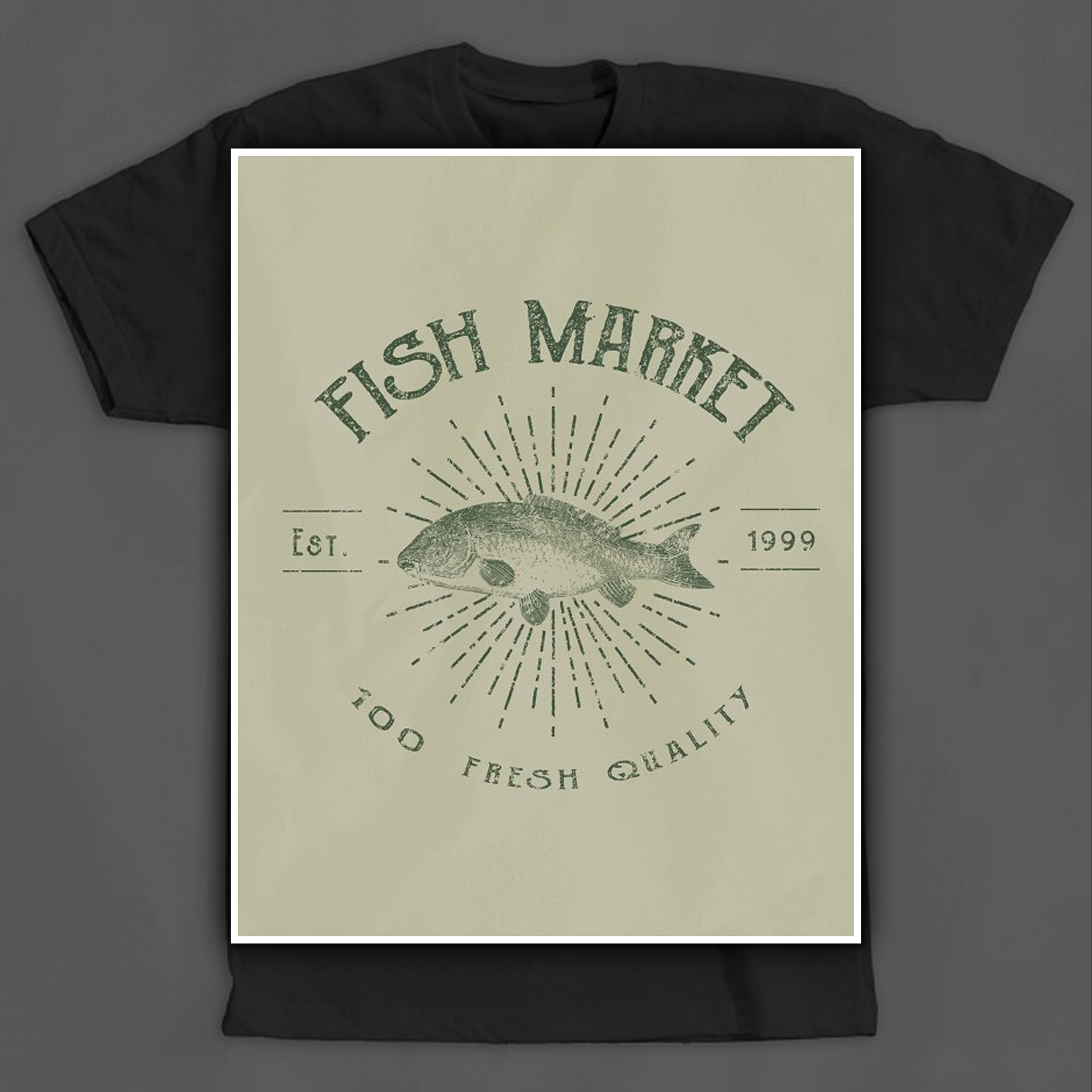 Preview fish market t shirt design.