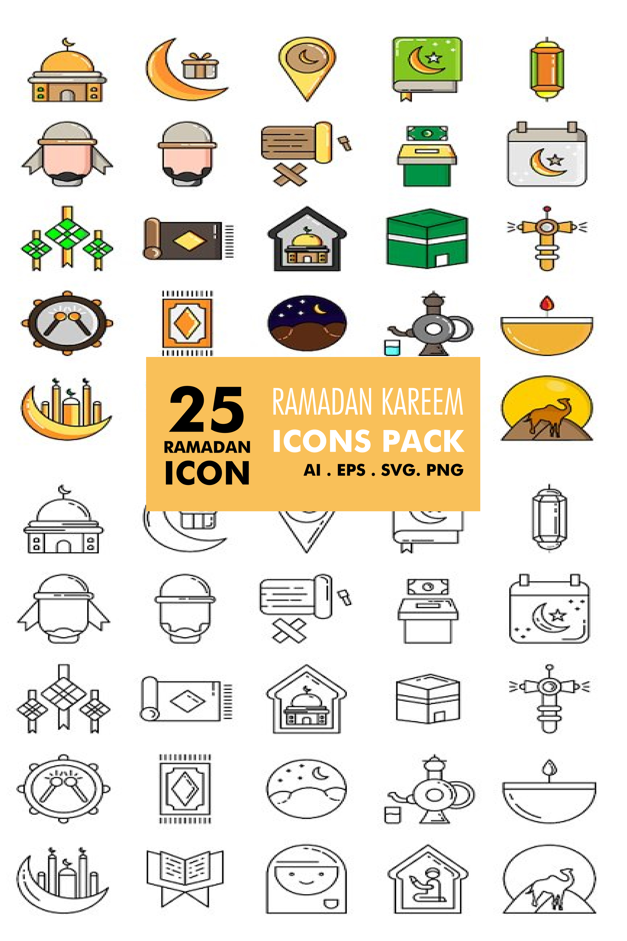 Ramadan kareem icons pack of pinterest.