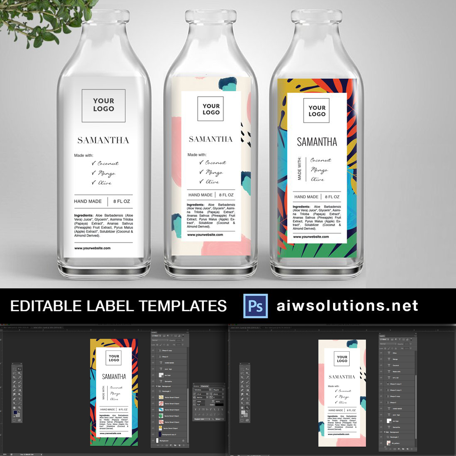 Prints of packaging and label template.