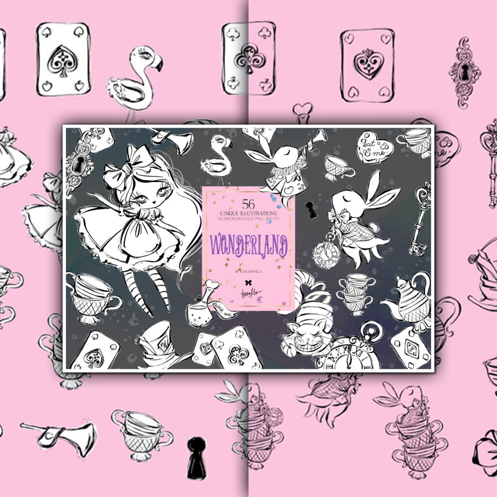 Alice In Wonderland Doodle Clipart – MasterBundles