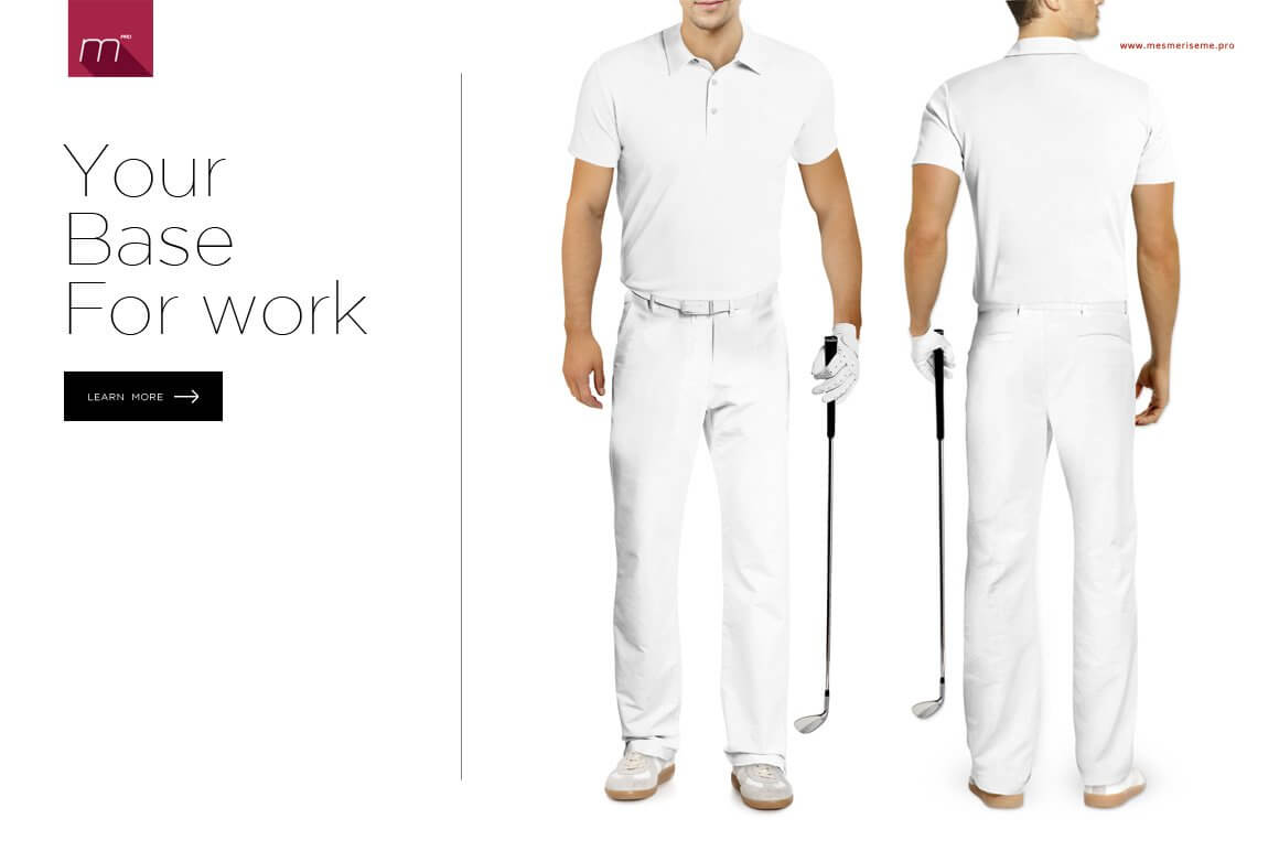 White t-shirt and white golf pants.