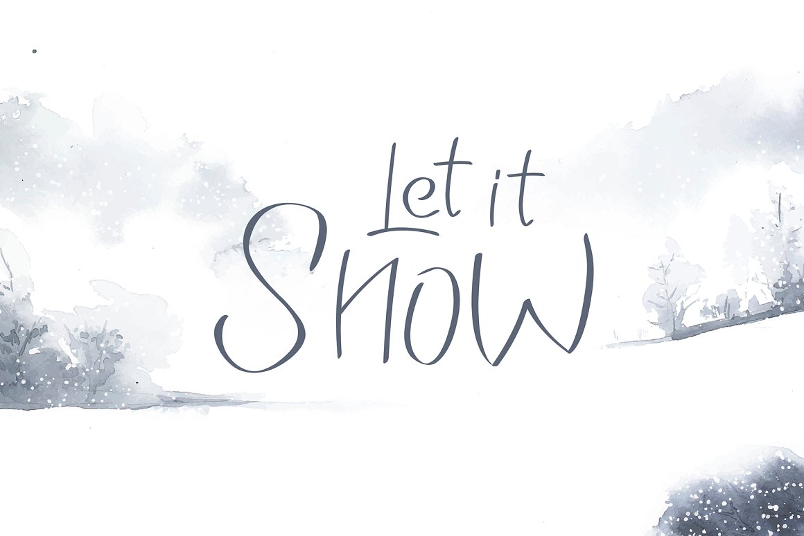 Snow lettering with font set.