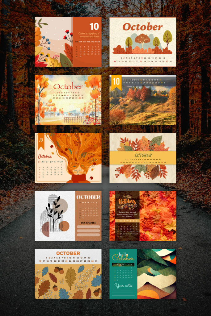 10 Free Editable October Calendars – MasterBundles