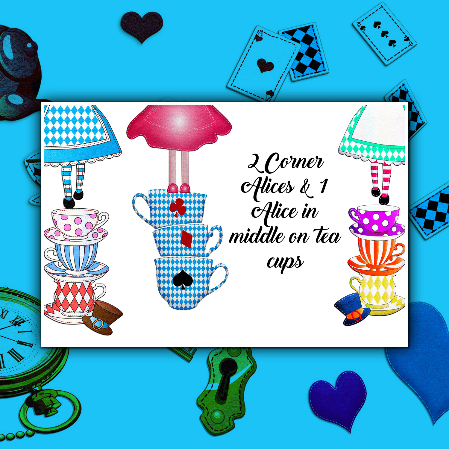 Preview alice in wonderland tea party mini kit felted clip art.