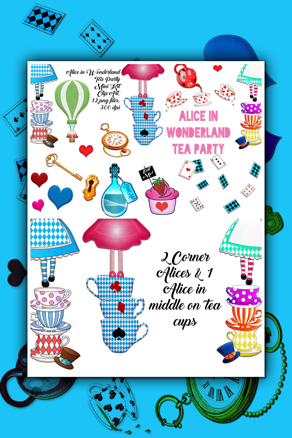 Alice In Wonderland Tea Party Mini Kit Felted Clip Art – MasterBundles