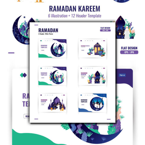 Prints of ramadan illustration and web header.