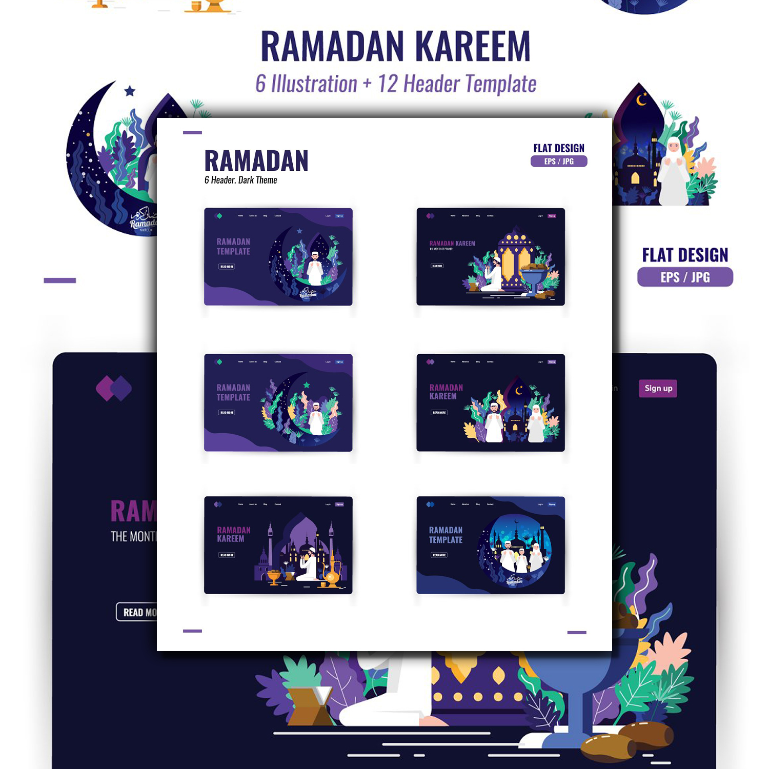 Preview ramadan illustration and web header.