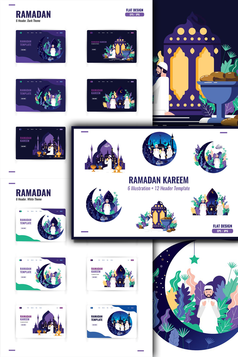 Ramadan illustration and web header of pinterest.
