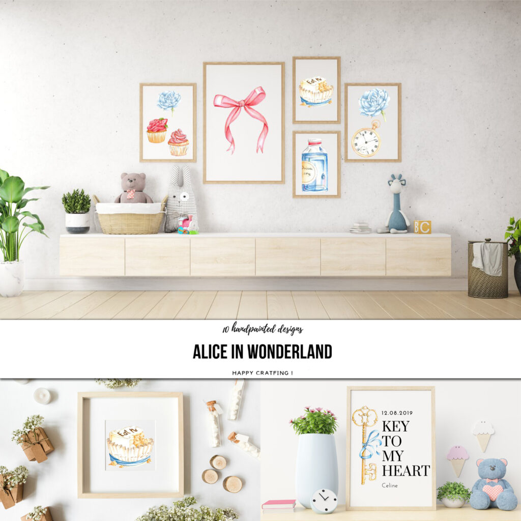 Alice In Wonderland Watercolor Cliparts Illustrations – MasterBundles