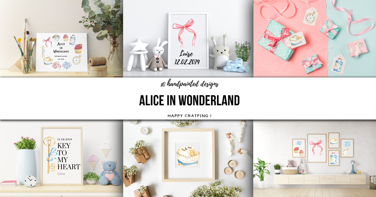 Alice In Wonderland Watercolor Cliparts Illustrations – MasterBundles