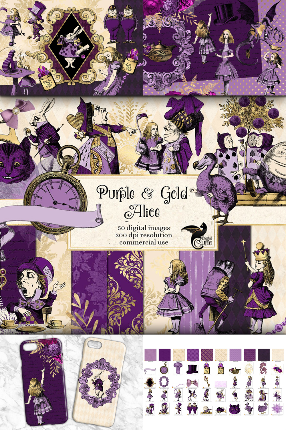 Purple and gold alice in wonderland graphics of pinterest.
