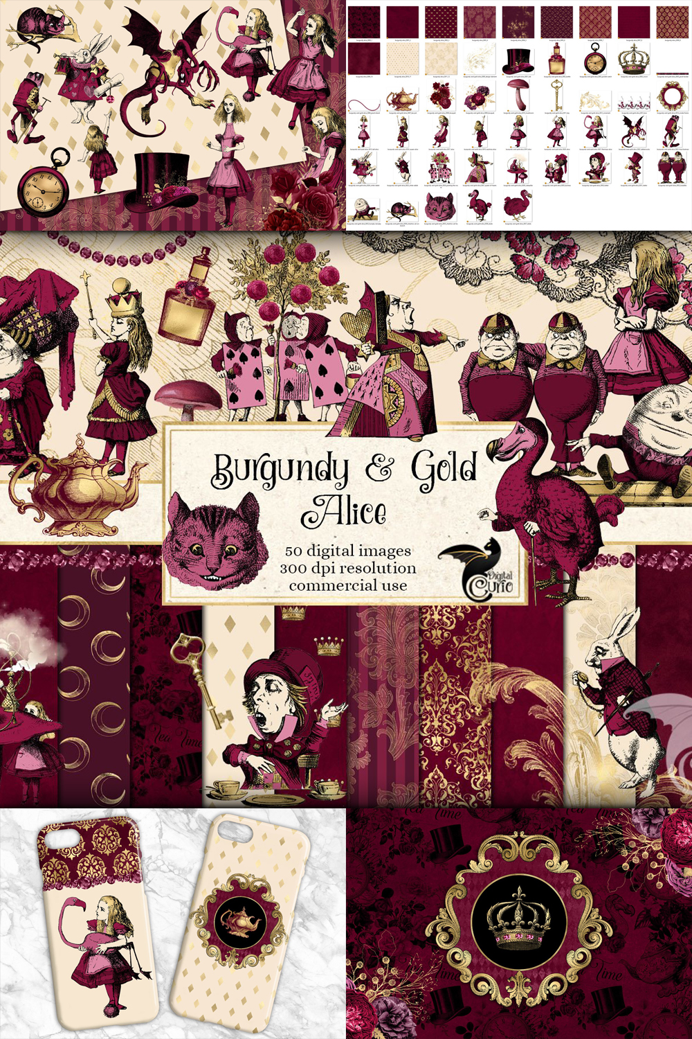 Burgundy and gold alice in wonderland graphics of pinterest.