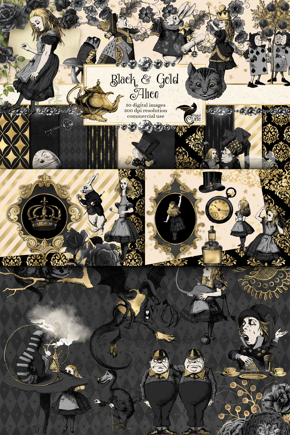 Black and gold alice in wonderland graphics of pinterest.