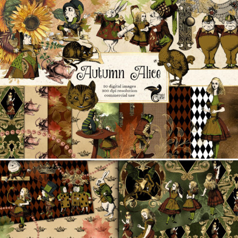 Prints of autumn alice in wonderland graphics.