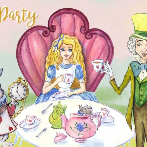 Watercolor Alice In Wonderland Clipart By Whimseez | MasterBundles