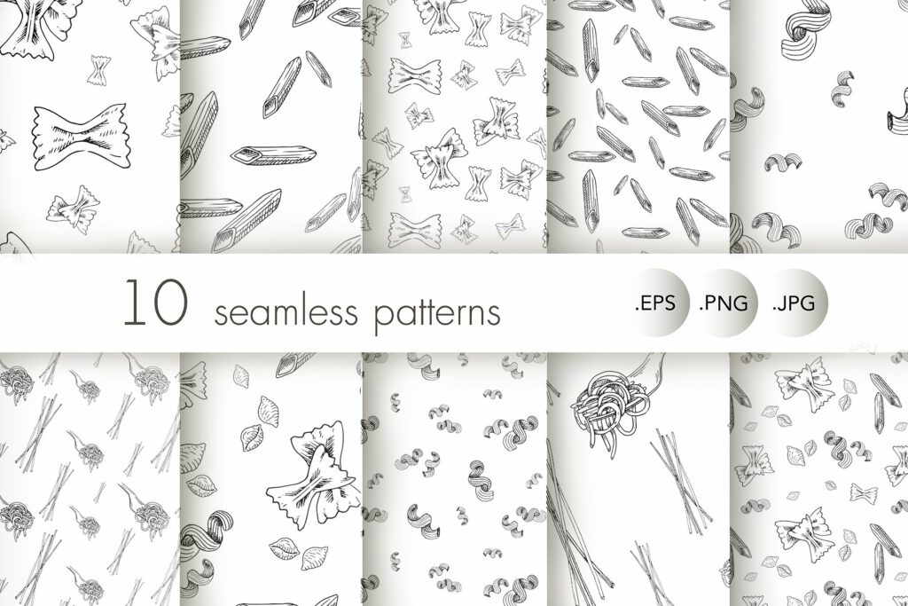 Pasta. Sketches And Patterns – MasterBundles
