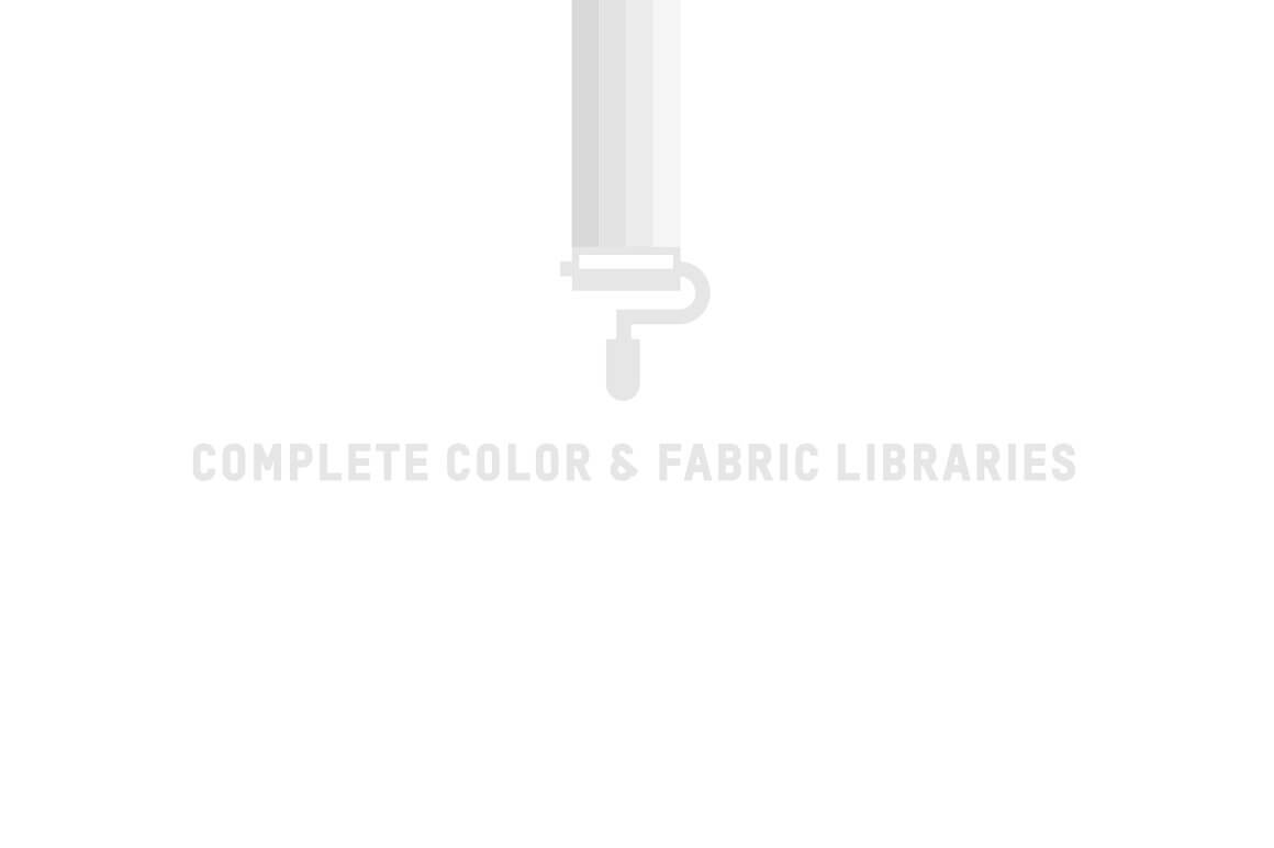 Inscription "Complete color and fabric libraries".